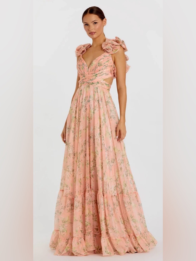 Mac Duggal Chiffon Floral Dress Size 6